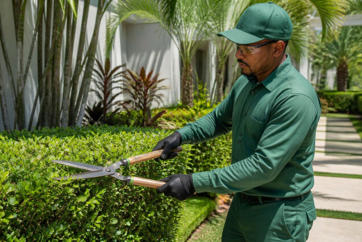Manutenção de jardim residencial com poda e limpeza de canteiros em Embu-Guaçu