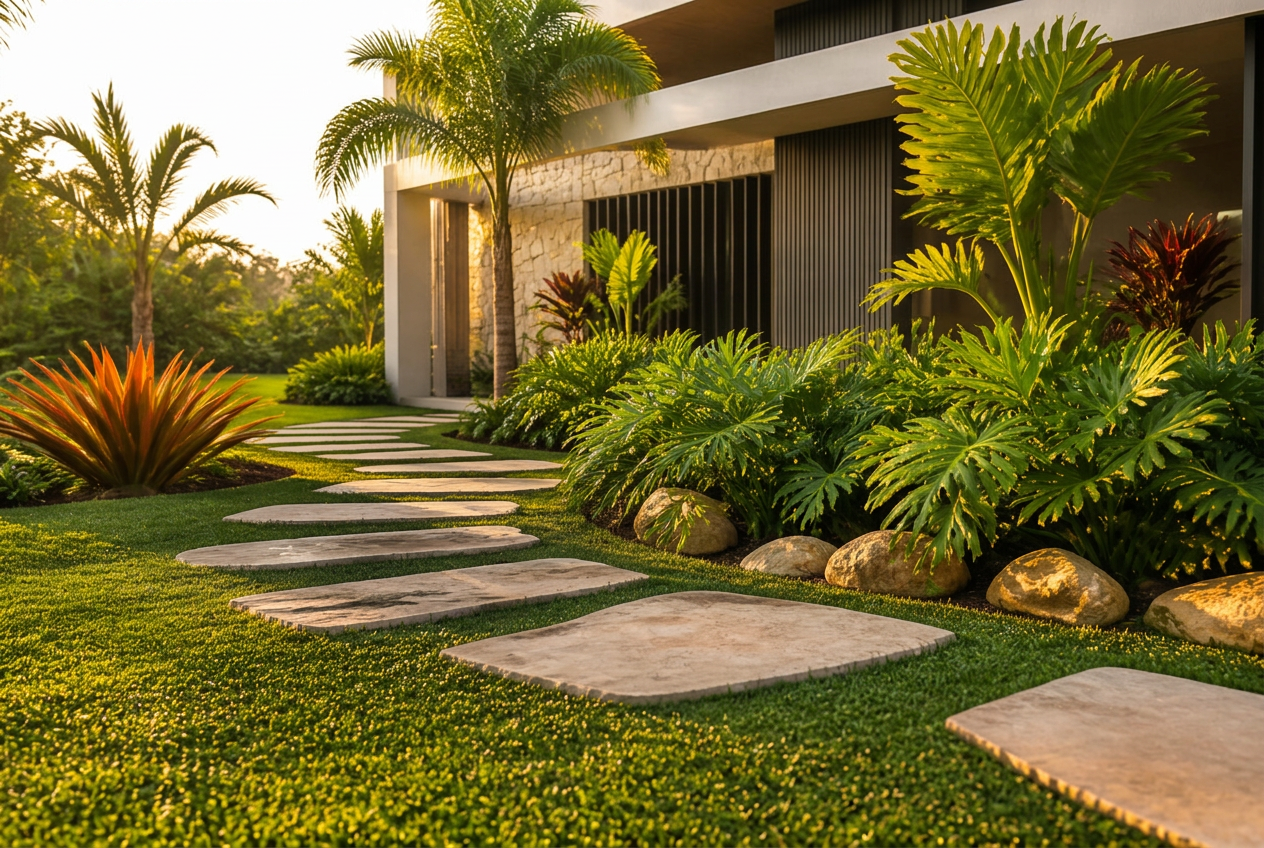 Reforma de jardim com replantio e novo tapete de grama no Jardim Guedala